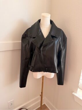 Lioness Black Faux Leather Moto Jacket